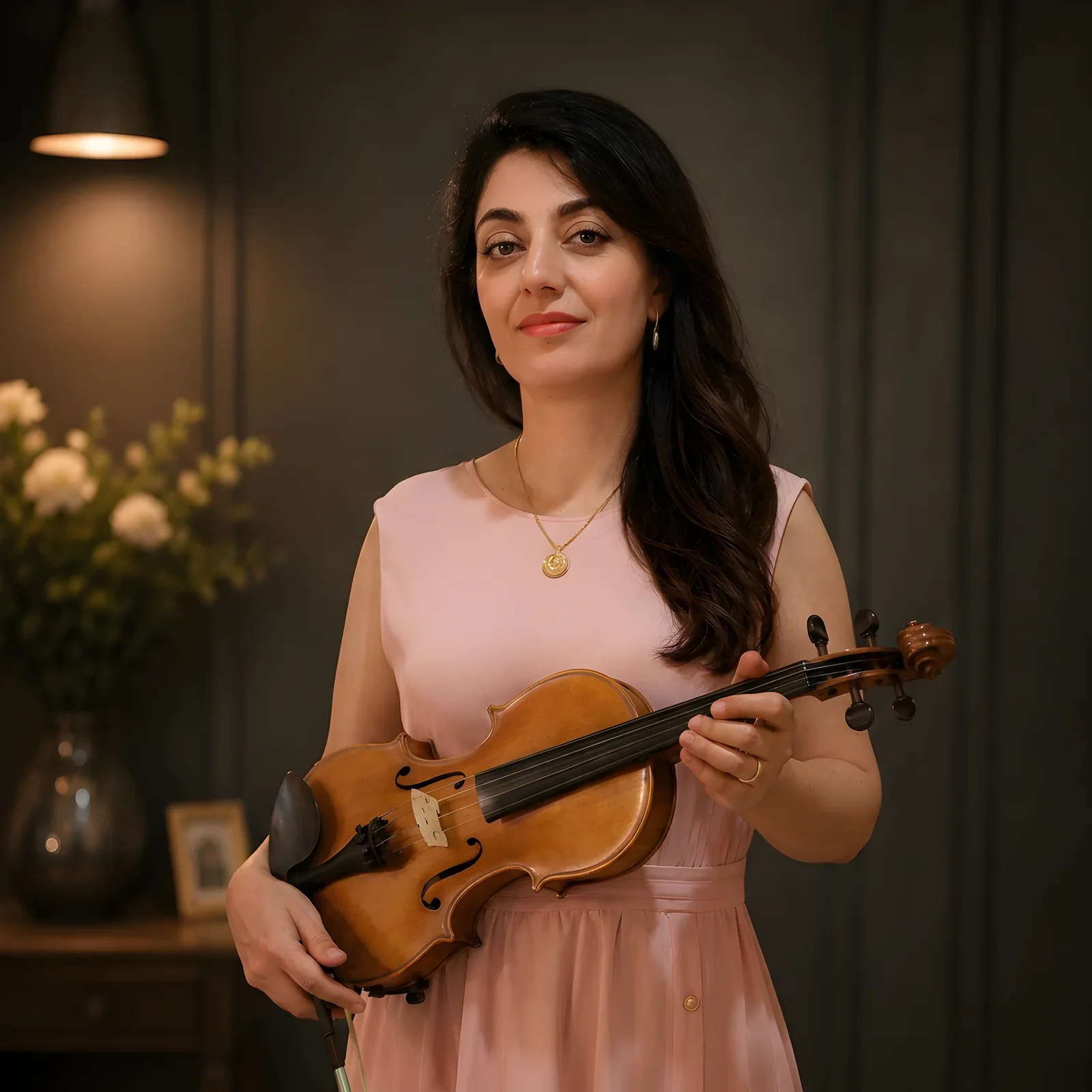Mahshad Homaei demonstrating violin technique