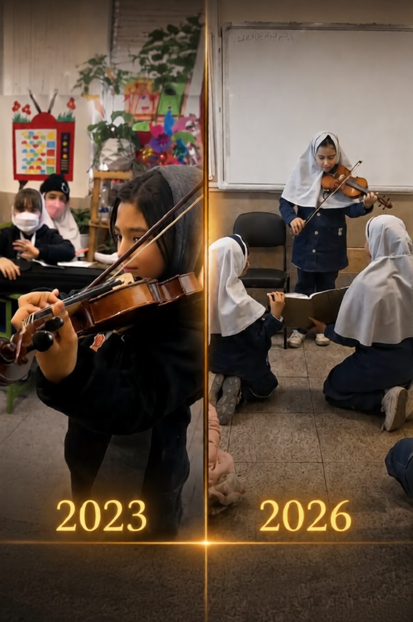 Violin student of Mahshad Homaei progress